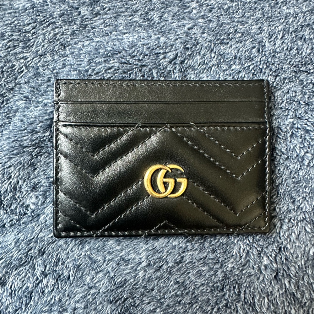 Gucci Marmont Leather Card Case with Gold Logo